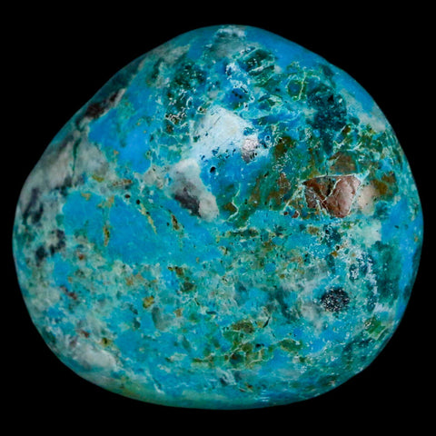 1.7" Chrysocolla Palm Stone Polished Free Form Blue And Teal Color Location Peru - Fossil Age Minerals