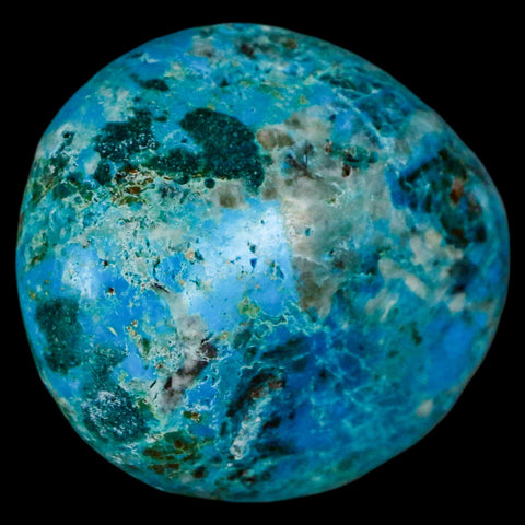 1.7" Chrysocolla Palm Stone Polished Free Form Blue And Teal Color Location Peru - Fossil Age Minerals