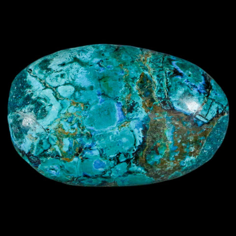 1.7" Chrysocolla Palm Stone Polished Free Form Blue And Teal Color Location Peru - Fossil Age Minerals