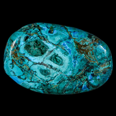 1.7" Chrysocolla Palm Stone Polished Free Form Blue And Teal Color Location Peru - Fossil Age Minerals