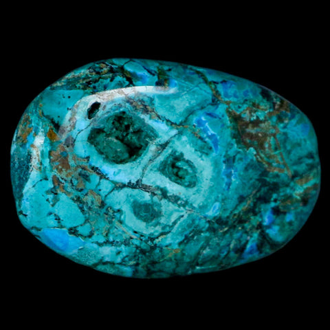 1.7" Chrysocolla Palm Stone Polished Free Form Blue And Teal Color Location Peru - Fossil Age Minerals