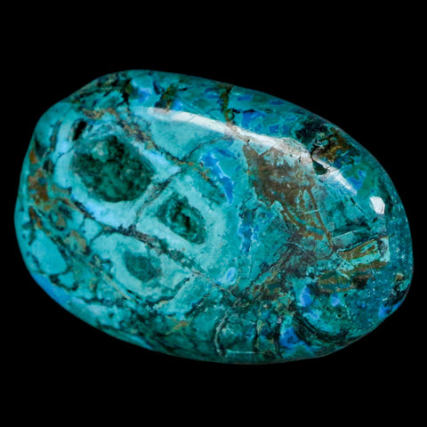 1.7" Chrysocolla Palm Stone Polished Free Form Blue And Teal Color Location Peru - Fossil Age Minerals