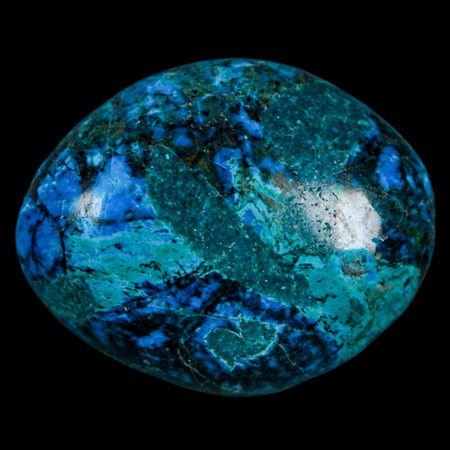 1.6" Chrysocolla Palm Stone Polished Free Form Blue And Teal Color Location Peru