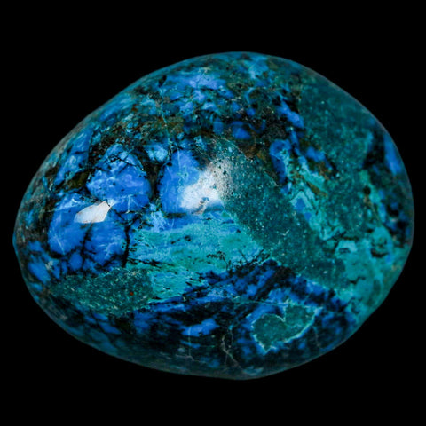 1.6" Chrysocolla Palm Stone Polished Free Form Blue And Teal Color Location Peru - Fossil Age Minerals