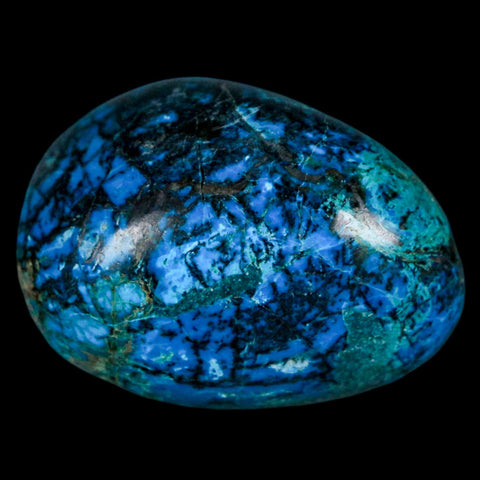 1.6" Chrysocolla Palm Stone Polished Free Form Blue And Teal Color Location Peru - Fossil Age Minerals