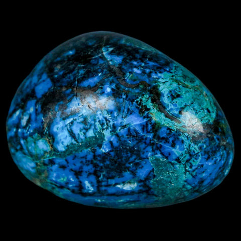 1.6" Chrysocolla Palm Stone Polished Free Form Blue And Teal Color Location Peru - Fossil Age Minerals