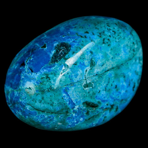 1.5" Chrysocolla Palm Stone Polished Free Form Blue And Teal Color Location Peru - Fossil Age Minerals