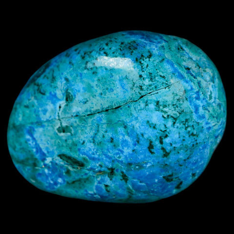 1.5" Chrysocolla Palm Stone Polished Free Form Blue And Teal Color Location Peru - Fossil Age Minerals