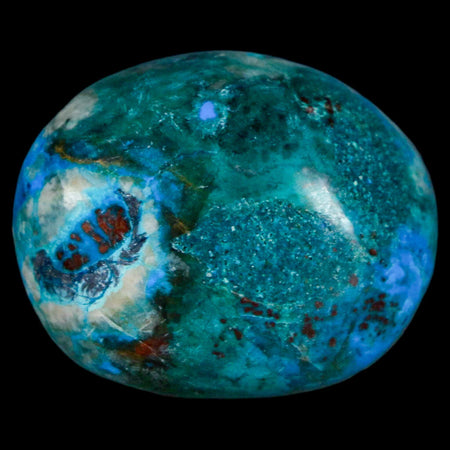 1.6" Chrysocolla Palm Stone Polished Free Form Blue And Teal Color Location Peru