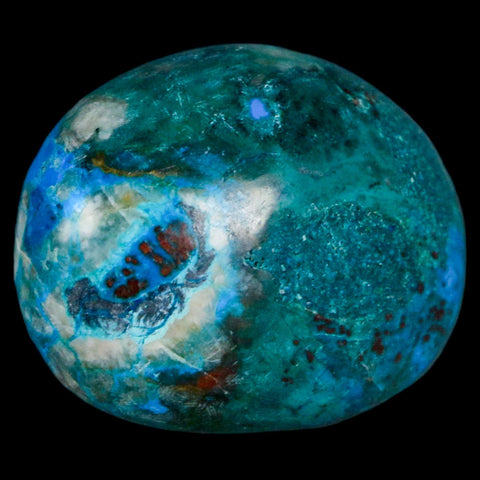 1.6" Chrysocolla Palm Stone Polished Free Form Blue And Teal Color Location Peru - Fossil Age Minerals