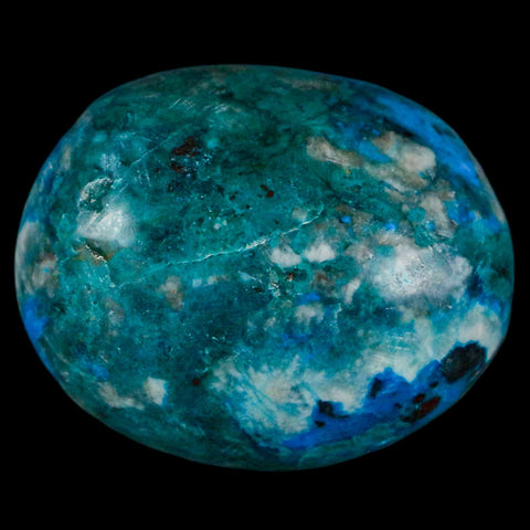 1.6" Chrysocolla Palm Stone Polished Free Form Blue And Teal Color Location Peru - Fossil Age Minerals