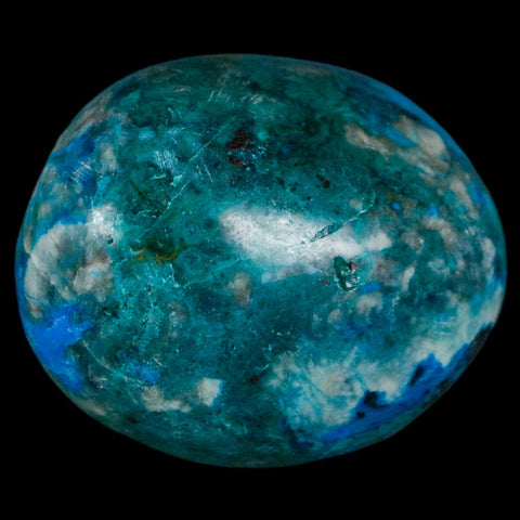 1.6" Chrysocolla Palm Stone Polished Free Form Blue And Teal Color Location Peru - Fossil Age Minerals