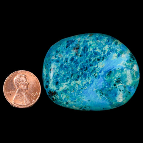 1.9" Chrysocolla Palm Stone Polished Free Form Blue And Teal Color Location Peru - Fossil Age Minerals