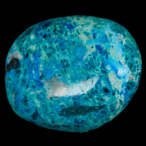 1.9" Chrysocolla Palm Stone Polished Free Form Blue And Teal Color Location Peru - Fossil Age Minerals