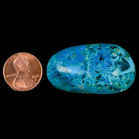 1.7" Chrysocolla Palm Stone Polished Free Form Blue And Teal Color Location Peru - Fossil Age Minerals