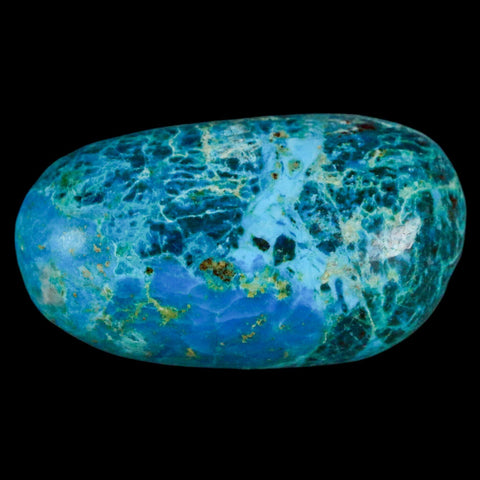 1.7" Chrysocolla Palm Stone Polished Free Form Blue And Teal Color Location Peru - Fossil Age Minerals