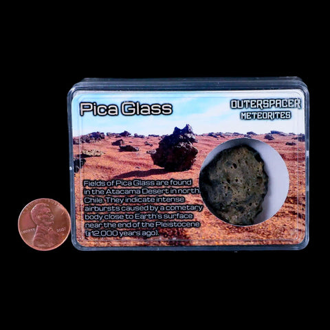 1.2" Pica Glass Cometary Airburst Melt-Glass Atacama Desert Chile Meteorite Display - Fossil Age Minerals