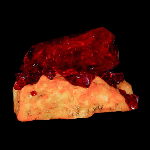 2.3" Stunning Red Pruskite Yellow Base Crystal Mineral Specimen From Poland - Fossil Age Minerals