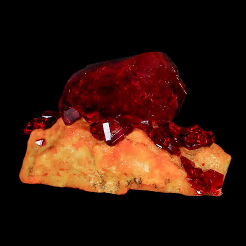 2.3" Stunning Red Pruskite Yellow Base Crystal Mineral Specimen From Poland - Fossil Age Minerals