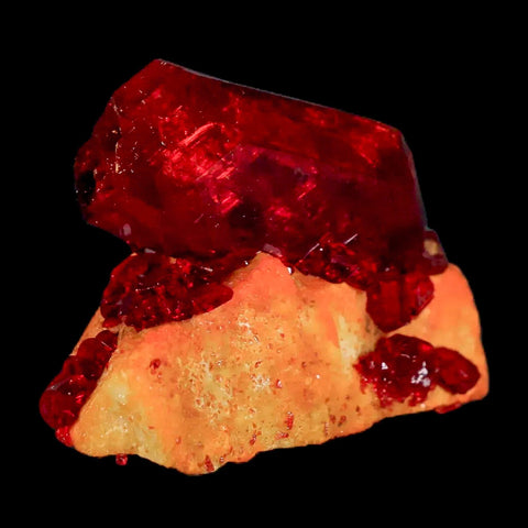 2.3" Stunning Red Pruskite Yellow Base Crystal Mineral Specimen From Poland - Fossil Age Minerals