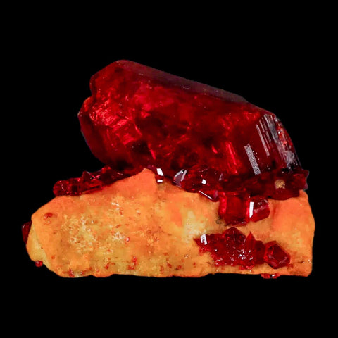 2.3" Stunning Red Pruskite Yellow Base Crystal Mineral Specimen From Poland - Fossil Age Minerals