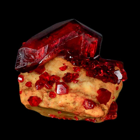 2.3" Stunning Red Pruskite Yellow Base Crystal Mineral Specimen From Poland - Fossil Age Minerals