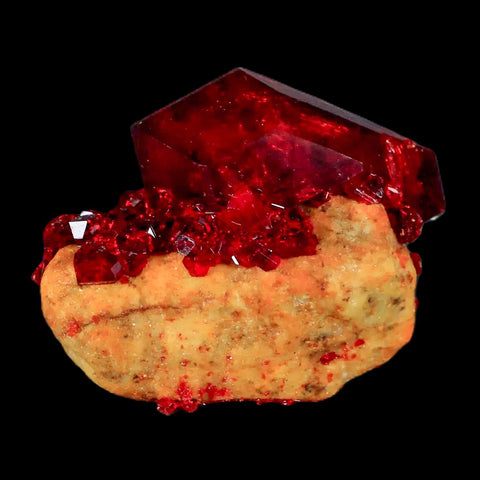 2.3" Stunning Red Pruskite Yellow Base Crystal Mineral Specimen From Poland - Fossil Age Minerals