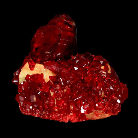 2.3" Stunning Red Pruskite Yellow Base Crystal Mineral Specimen From Poland - Fossil Age Minerals