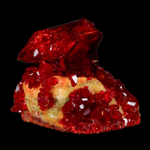 2.3" Stunning Red Pruskite Yellow Base Crystal Mineral Specimen From Poland - Fossil Age Minerals