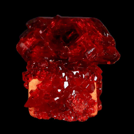 1.9" Stunning Red Pruskite Yellow Base Crystal Mineral Specimen From Poland