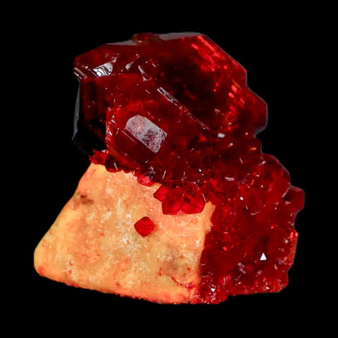 1.9" Stunning Red Pruskite Yellow Base Crystal Mineral Specimen From Poland - Fossil Age Minerals