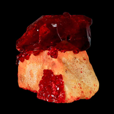 1.9" Stunning Red Pruskite Yellow Base Crystal Mineral Specimen From Poland - Fossil Age Minerals