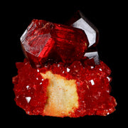 1.9" Stunning Red Pruskite Yellow Base Crystal Mineral Specimen From Poland