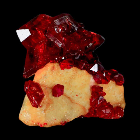 2.2" Stunning Red Pruskite Yellow Base Crystal Mineral Specimen From Poland - Fossil Age Minerals