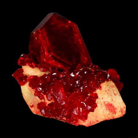 2.3" Stunning Red Pruskite Yellow Base Crystal Mineral Specimen From Poland - Fossil Age Minerals