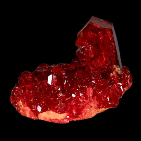 2.5" Stunning Red Pruskite Yellow Base Crystal Mineral Specimen From Poland