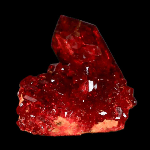 2.5" Stunning Red Pruskite Yellow Base Crystal Mineral Specimen From Poland - Fossil Age Minerals