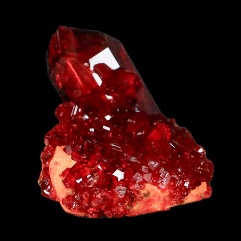 2.5" Stunning Red Pruskite Yellow Base Crystal Mineral Specimen From Poland - Fossil Age Minerals