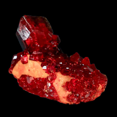 2.5" Stunning Red Pruskite Yellow Base Crystal Mineral Specimen From Poland - Fossil Age Minerals