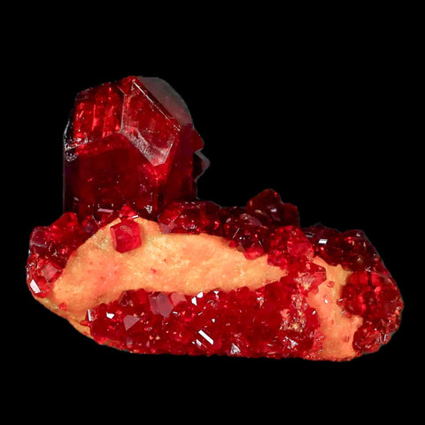 2.5" Stunning Red Pruskite Yellow Base Crystal Mineral Specimen From Poland - Fossil Age Minerals