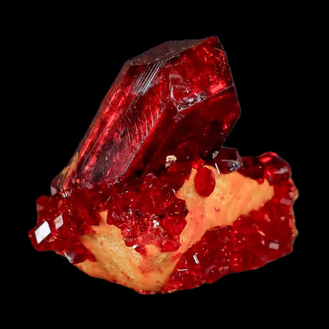 2.5" Stunning Red Pruskite Yellow Base Crystal Mineral Specimen From Poland - Fossil Age Minerals