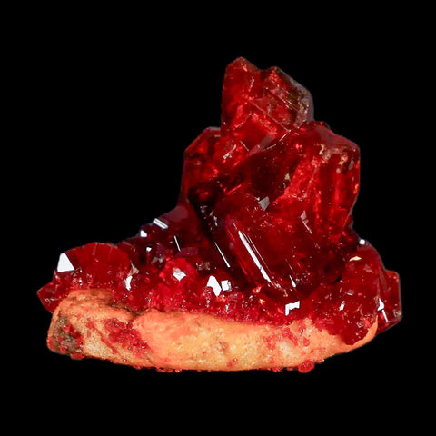 2" Stunning Red Pruskite Yellow Base Crystal Mineral Specimen From Poland - Fossil Age Minerals