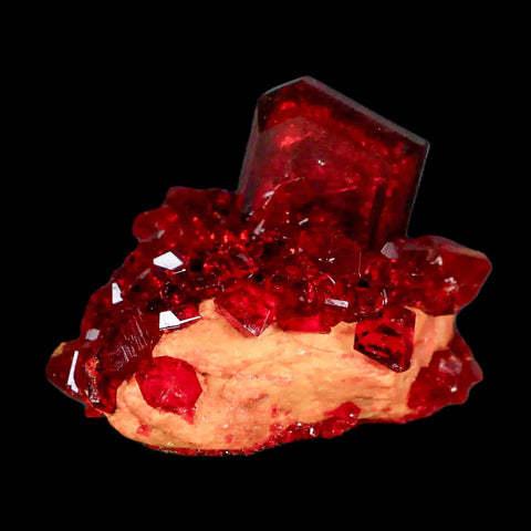 2.6" Stunning Red Pruskite Yellow Base Crystal Mineral Specimen From Poland - Fossil Age Minerals