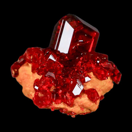 2.6" Stunning Red Pruskite Yellow Base Crystal Mineral Specimen From Poland