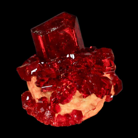 2.6" Stunning Red Pruskite Yellow Base Crystal Mineral Specimen From Poland - Fossil Age Minerals