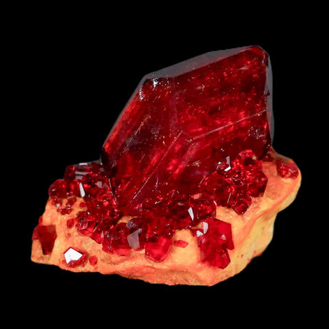 2" Stunning Red Pruskite Yellow Base Crystal Mineral Specimen From Poland - Fossil Age Minerals