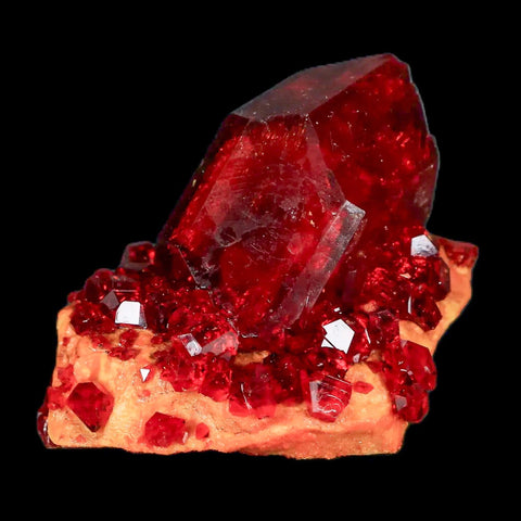 2" Stunning Red Pruskite Yellow Base Crystal Mineral Specimen From Poland - Fossil Age Minerals