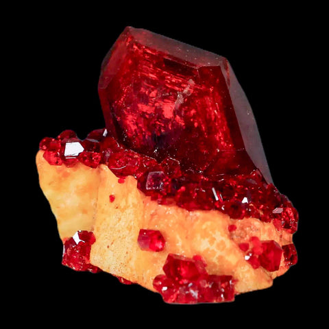 2" Stunning Red Pruskite Yellow Base Crystal Mineral Specimen From Poland - Fossil Age Minerals