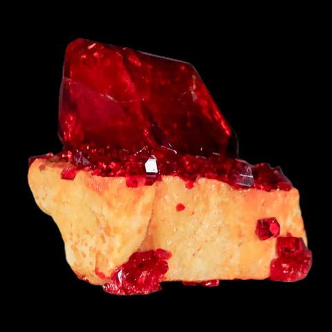 2" Stunning Red Pruskite Yellow Base Crystal Mineral Specimen From Poland - Fossil Age Minerals