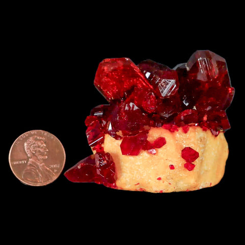 2.5" Stunning Red Pruskite Yellow Base Crystal Mineral Specimen From Poland - Fossil Age Minerals